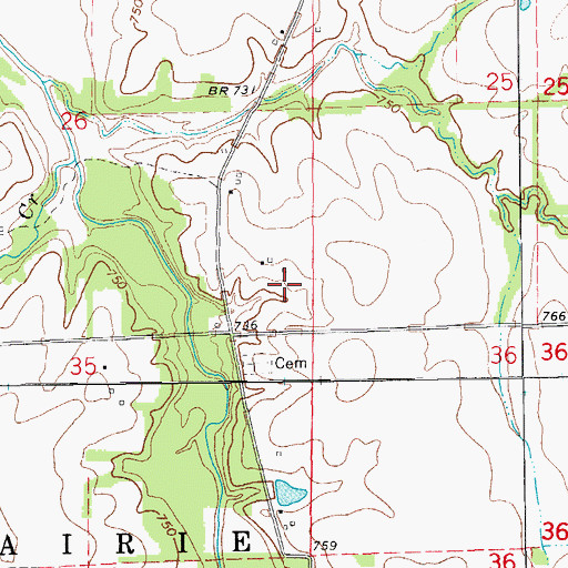 Topographic Map of Rock Hill Cemetery, MO