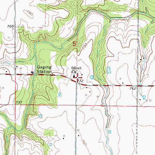 Topographic Map of Youngs Creek (historical), MO
