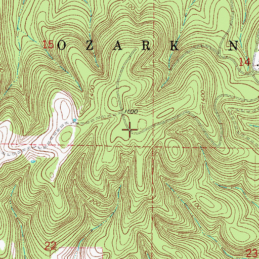 Topographic Map of Henry Koen Experimental Forest, AR