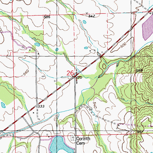 Topographic Map of Corinth School (historical), MO