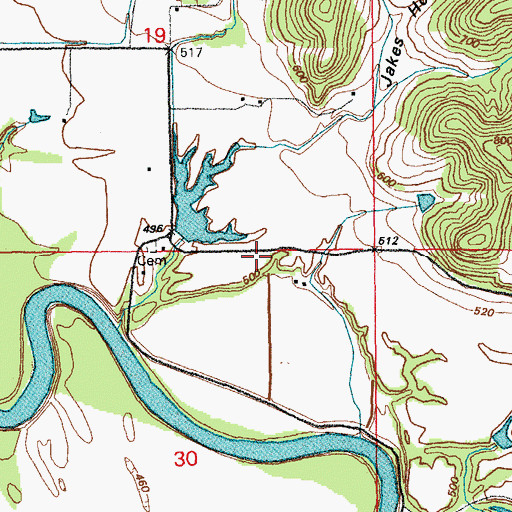 Topographic Map of Love School (historical), MO