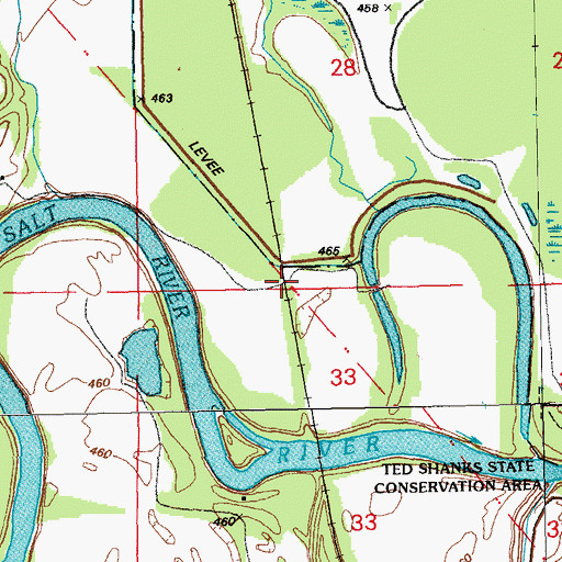 Topographic Map of Riverland (historical), MO