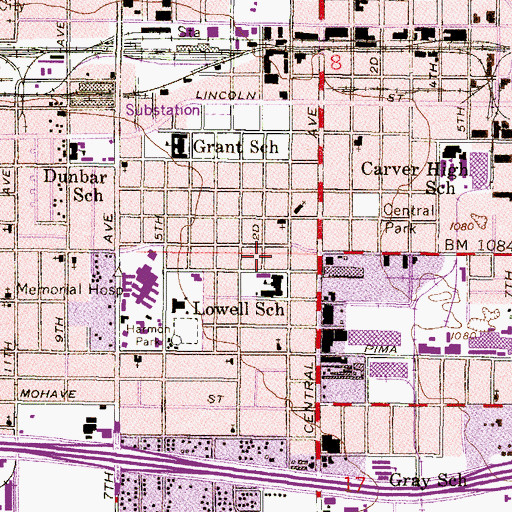 Topographic Map of Lowell Elementary School, AZ