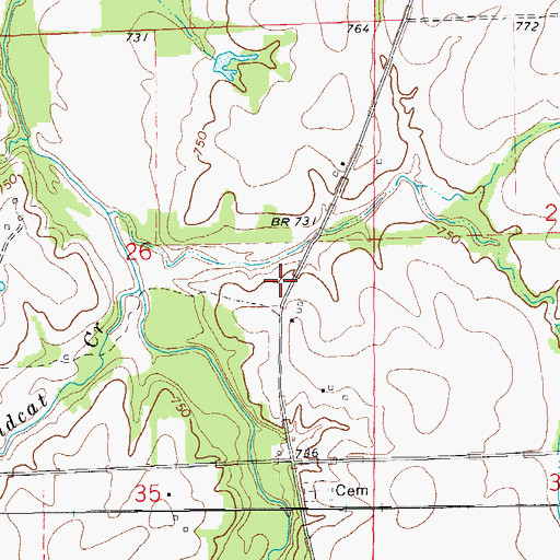 Topographic Map of Dye School (historical), MO