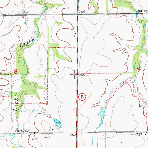 Topographic Map of West Lick School (historical), MO