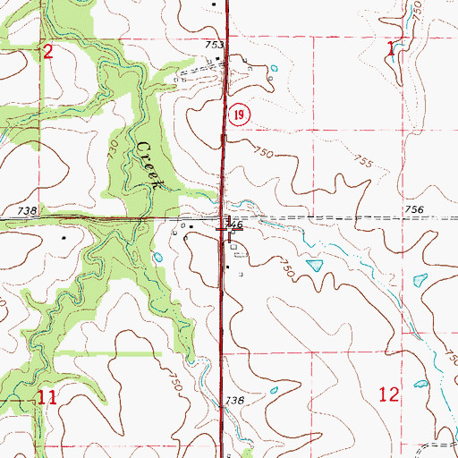 Topographic Map of Oak Grove School (historical), MO