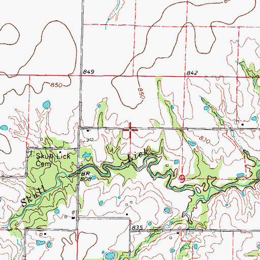 Topographic Map of Skull Lick School (historical), MO