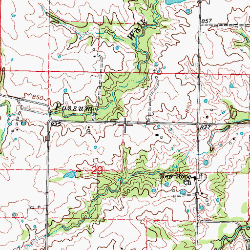 Topographic Map of Pleasant Green School (historical), MO