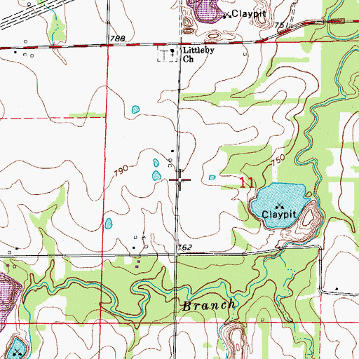 Topographic Map of Hedgedale School (historical), MO