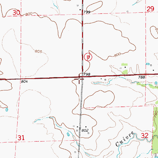 Topographic Map of Eureka School (historical), MO