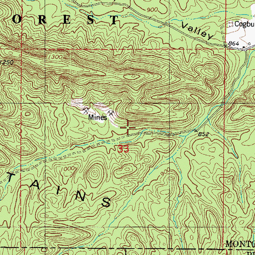 Topographic Map of Dempsey Cog Bur Barite Mine, AR