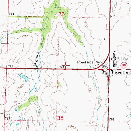 Topographic Map of Edwards School (historical), MO