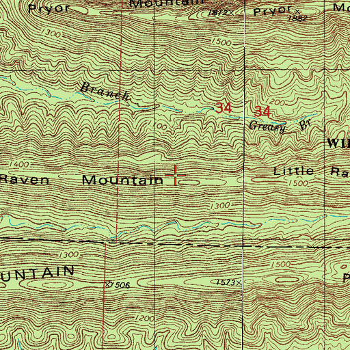 Topographic Map of Little Raven Mountain, AR