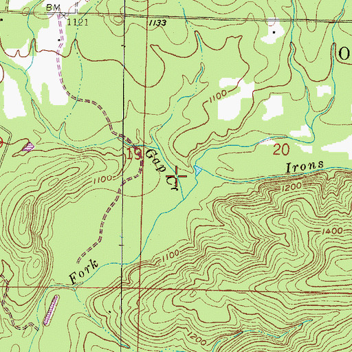 Topographic Map of Irons Fork Reservoir, AR