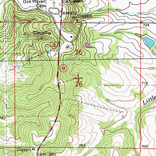 Topographic Map of Peace Hill School (historical), MO