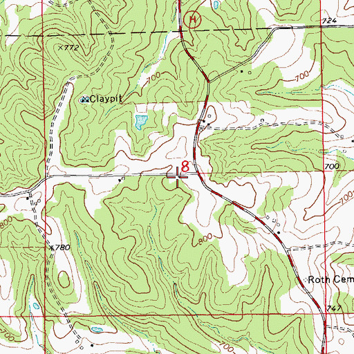 Topographic Map of Roth School (historical), MO