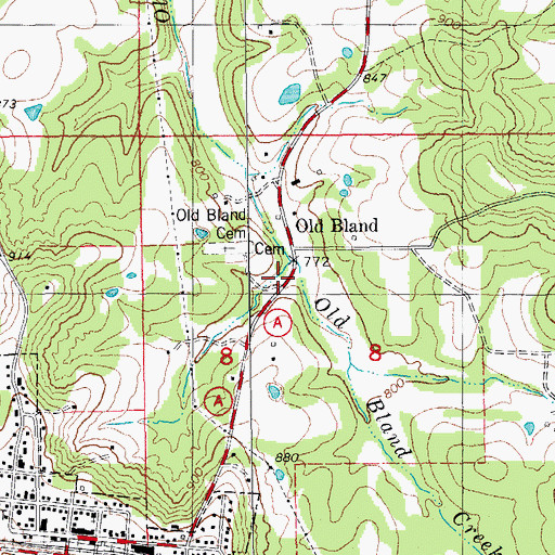 Topographic Map of Old Bland School (historical), MO