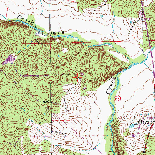 Topographic Map of Hinton School (historical), MO