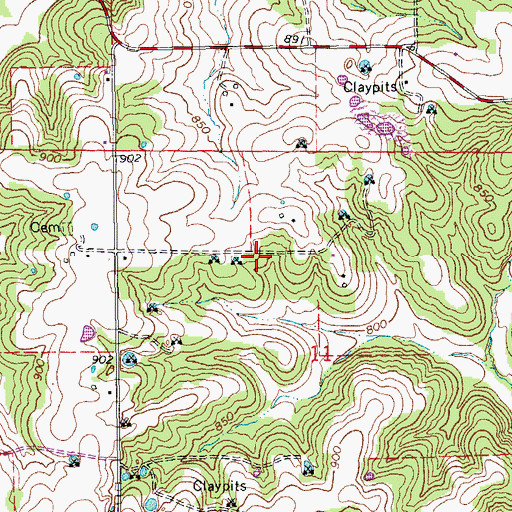 Topographic Map of Oak Grove School (historical), MO