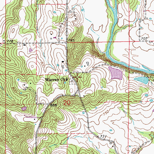 Topographic Map of Pentacost Church (historical), MO