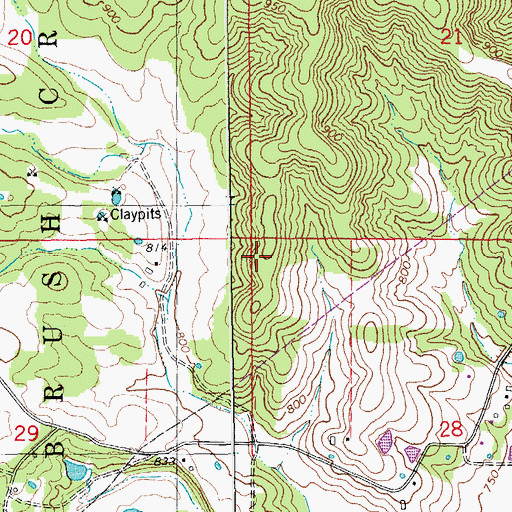Topographic Map of Burchard School (historical), MO