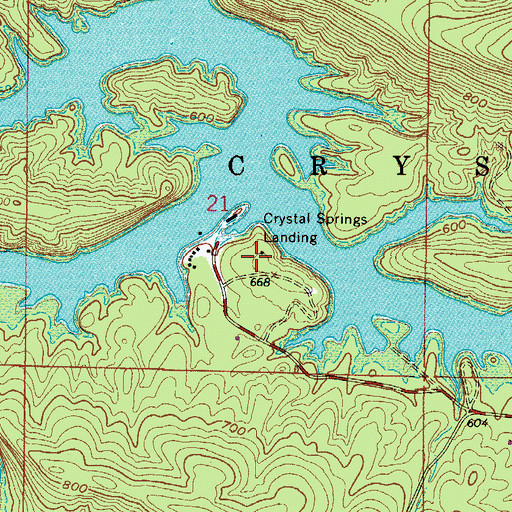 Topographic Map of Crystal Springs Recreation Site, AR