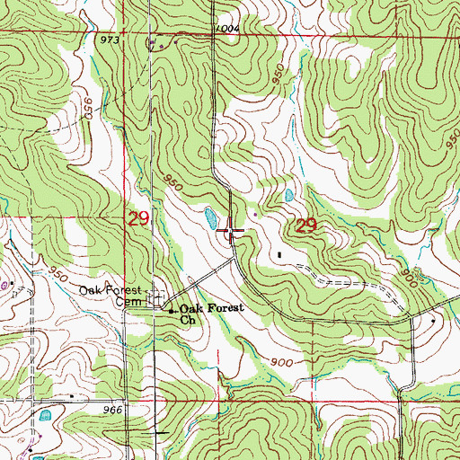 Topographic Map of Oak Forest School (historical), MO