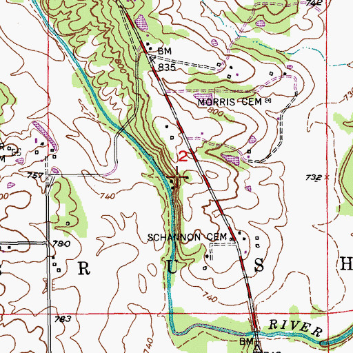 Topographic Map of Bird Sanctuary, MO