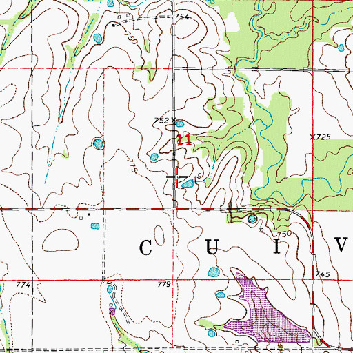 Topographic Map of Hickory Grove School (historical), MO