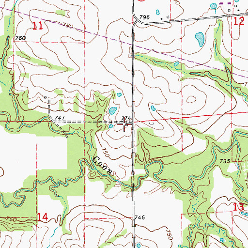 Topographic Map of Morgan School (historical), MO