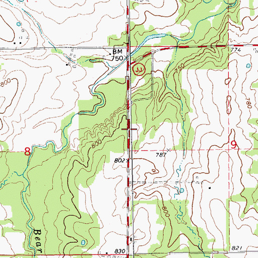 Topographic Map of Pine Hall School (historical), MO