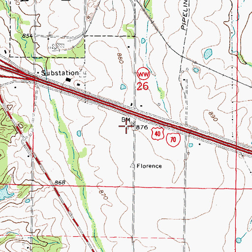 Topographic Map of Devault School (historical), MO