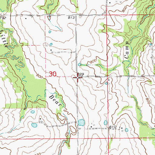 Topographic Map of Oak Hall School (historical), MO