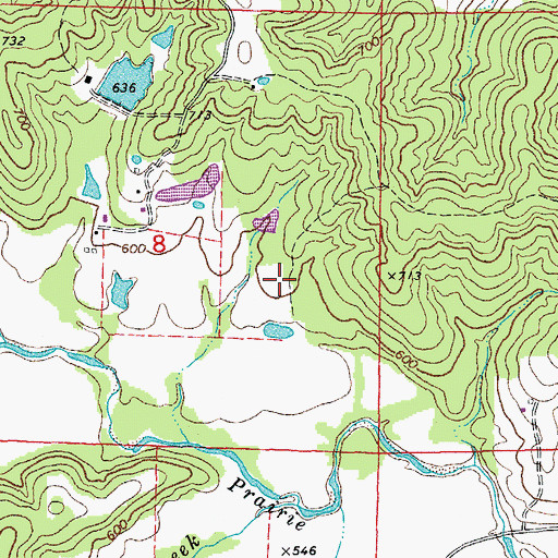 Topographic Map of Prairie Fork School (historical), MO