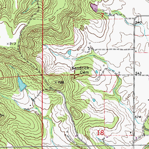 Topographic Map of Kendrick School (historical), MO