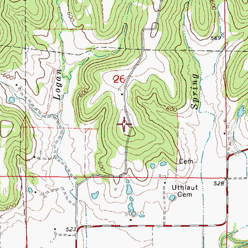 Topographic Map of Logan School (historical), MO
