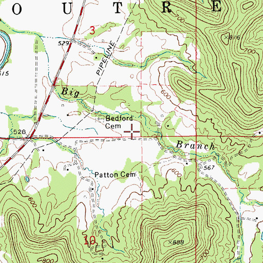 Topographic Map of Ebenezer School (historical), MO