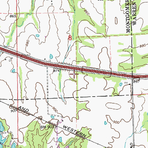 Topographic Map of Ball School (historical), MO