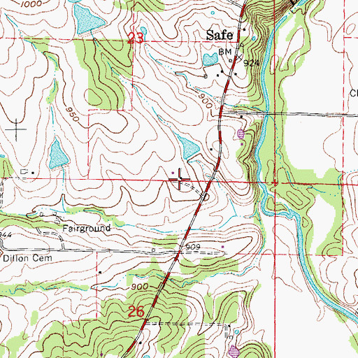 Topographic Map of High Grove School (historical), MO
