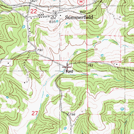 Topographic Map of Summerfield School (historical), MO