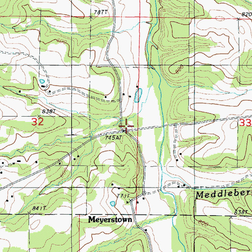 Topographic Map of Barnharts, MO