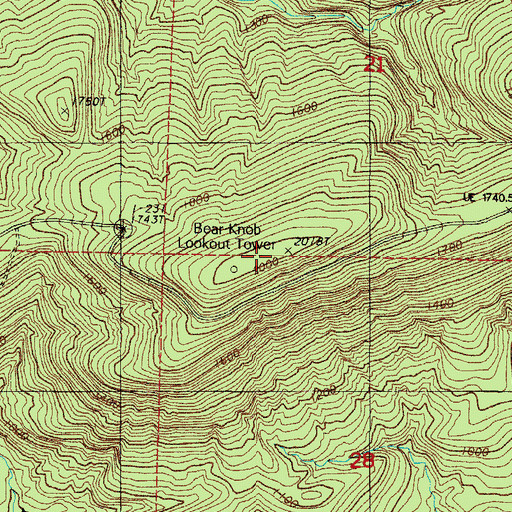 Topographic Map of Beurknob Mountain, AR