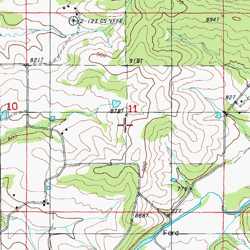 Topographic Map of Burns School (historical), MO