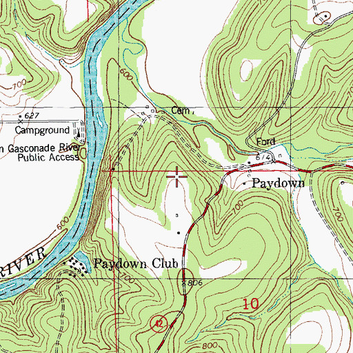 Topographic Map of Givens Mill (historical), MO