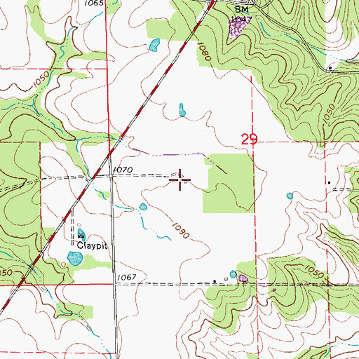 Topographic Map of East Fairview School (historical), MO