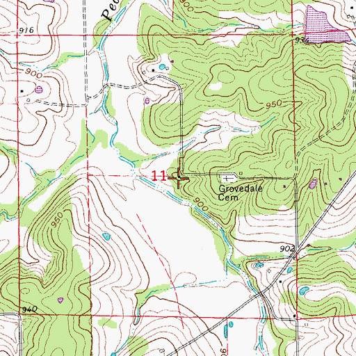 Topographic Map of Grovedale School (historical), MO