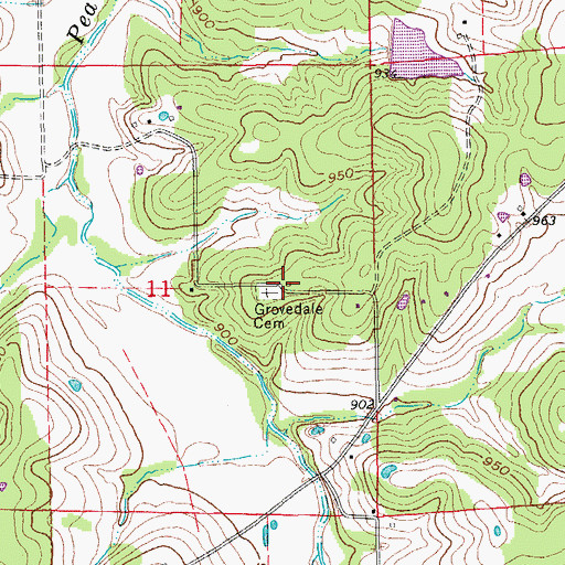Topographic Map of Grovedale Church (historical), MO