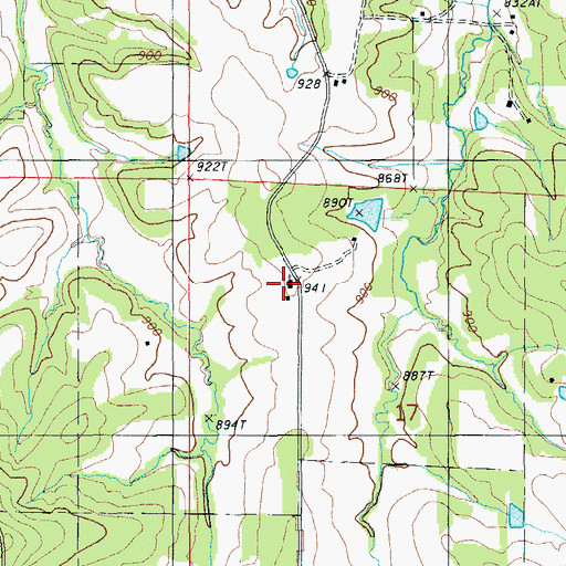 Topographic Map of Washington Baptist Church, MO