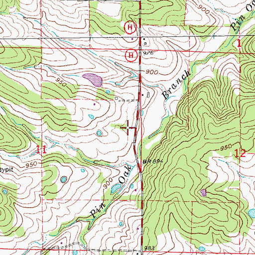 Topographic Map of Pleasant Grove School (historical), MO