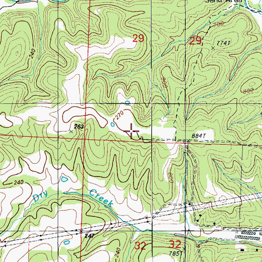 Topographic Map of Ginger Ridge School (historical), MO